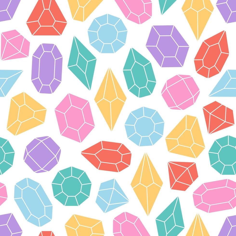 Seamless pattern with crystals, diamonds, gemstones vector