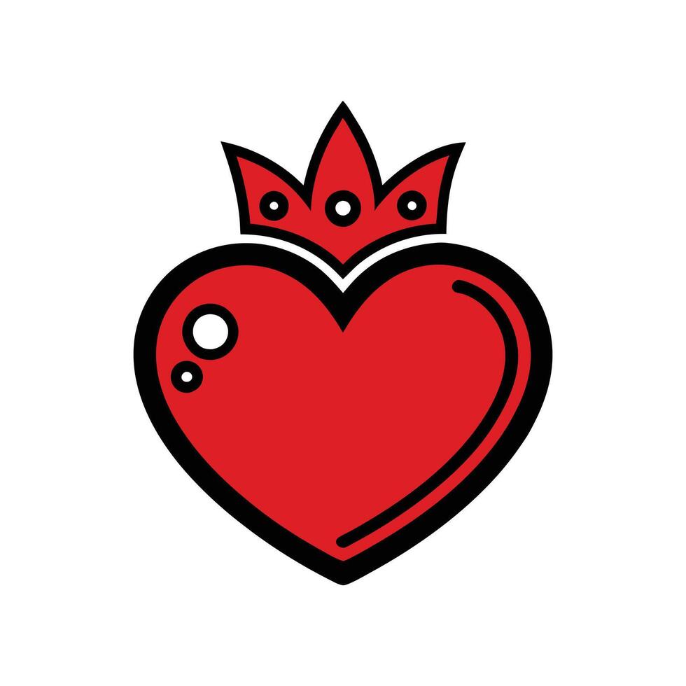Heart with crown icon isolated on white background vector