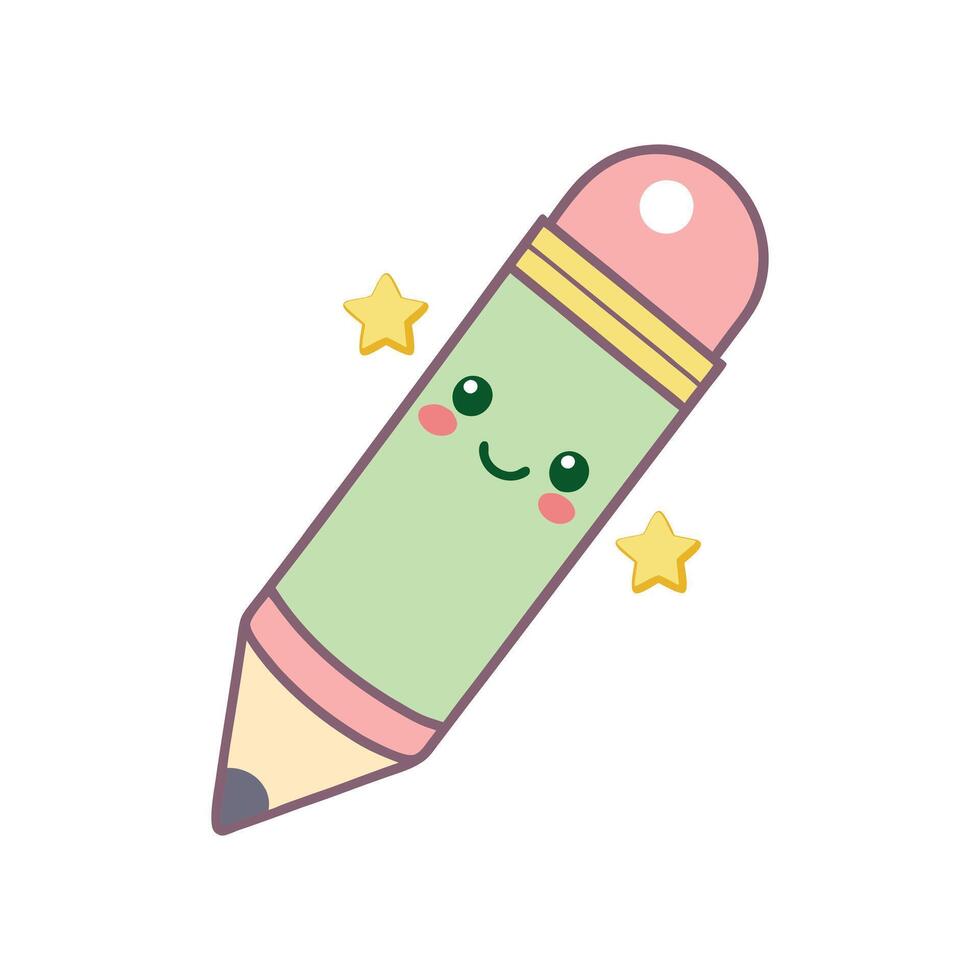 Cute Cartoon Pencil with Smiling Face - Adorable Illustration on White Background vector