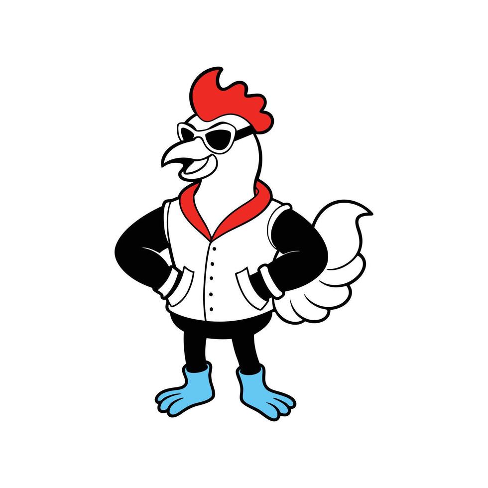 Funny Chicken Cartoon Character - Playful Illustration on White Background vector