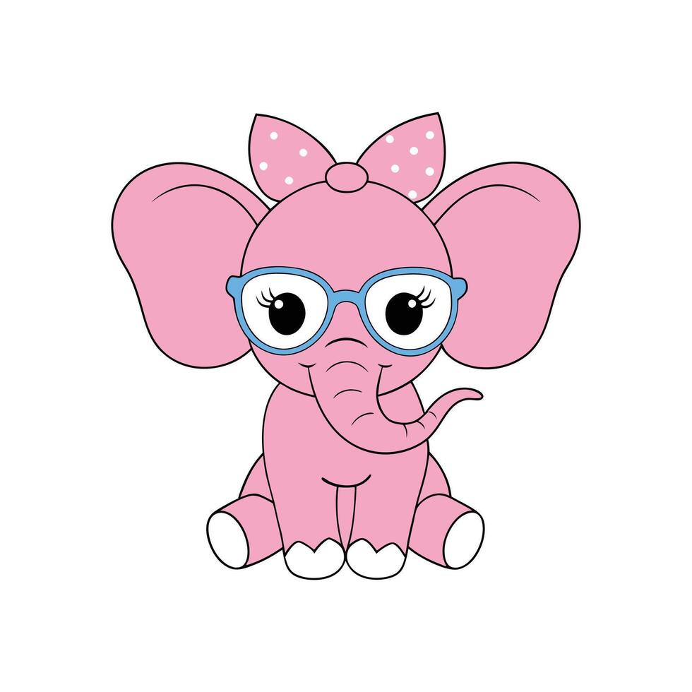 Cute Baby Elephant Cartoon Clipart Adorable Illustration on White Background vector