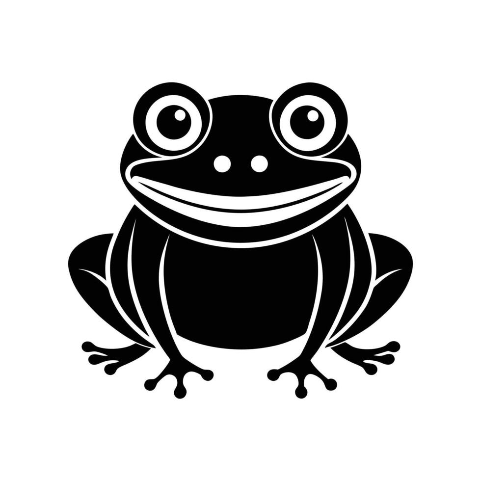 Frog Silhouette Icon Minimalist Illustration on White Background vector