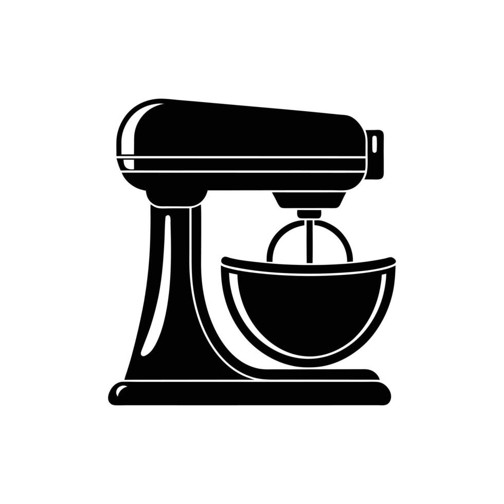 Minimal Electric Mixer Side View - Editable Silhouette Illustration vector