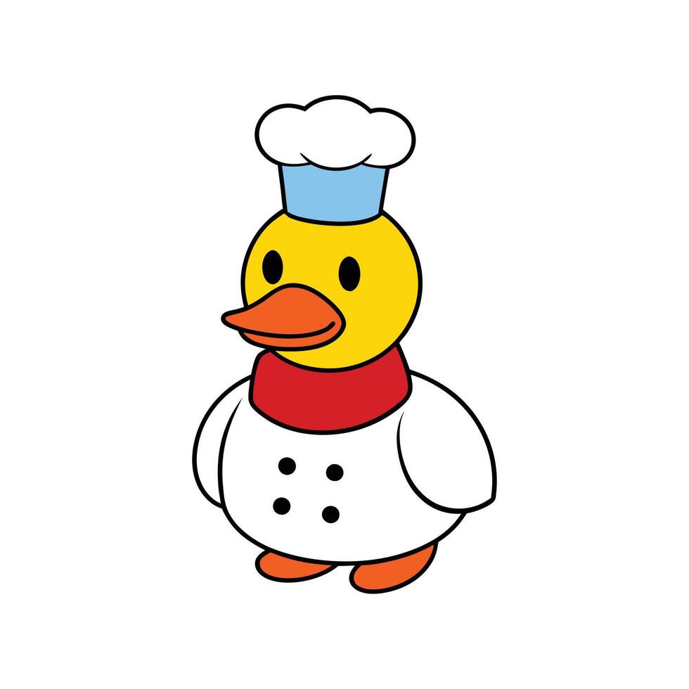 Playful Chef and Duck Cartoon Illustration on White vector