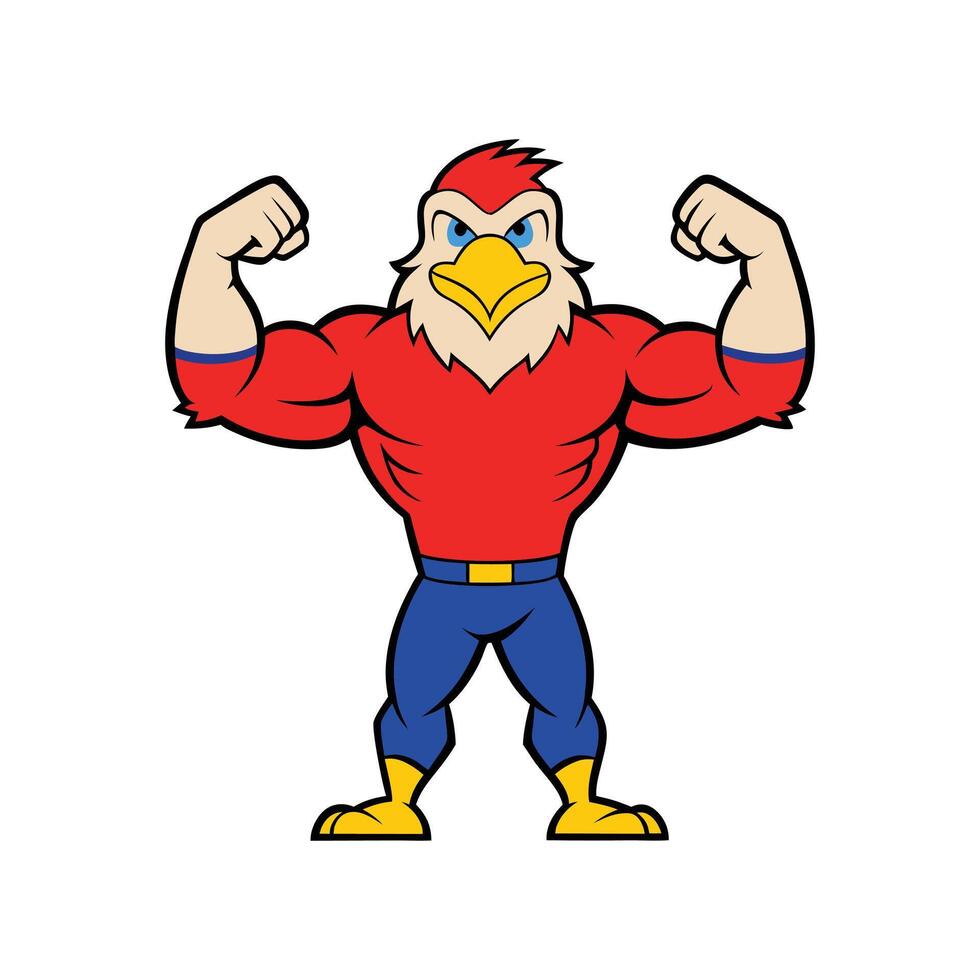 Red Falcon Cartoon Mascot Design - Full Body on White Background vector