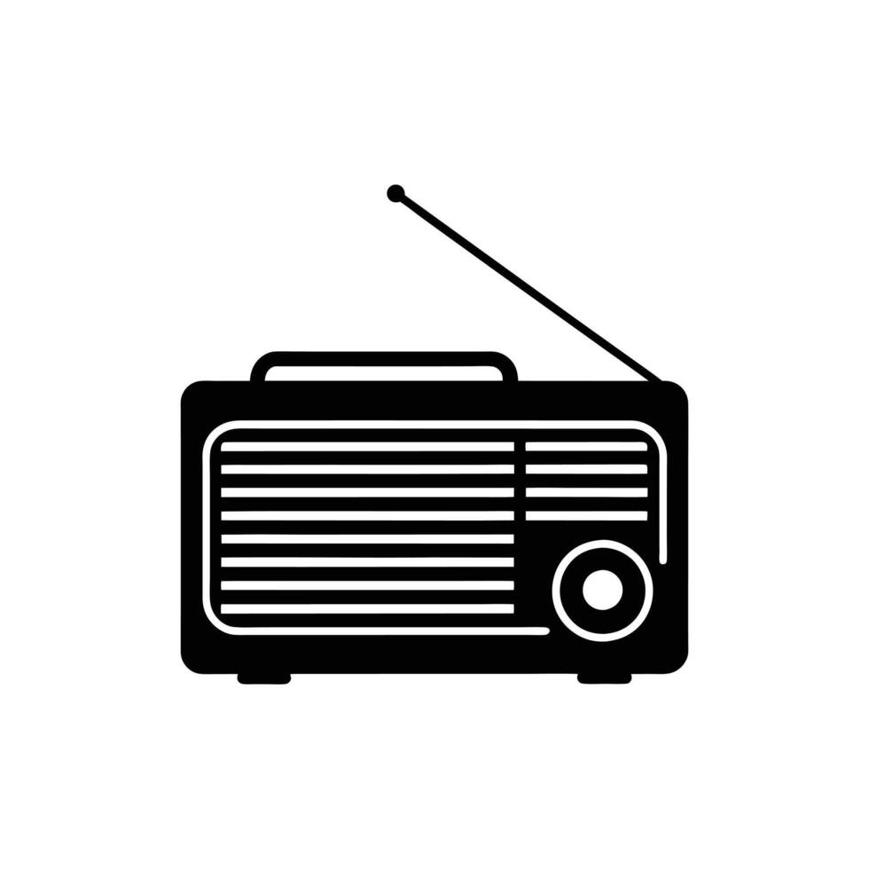 Stylish Vintage Radio Illustration - Retro with White Background vector
