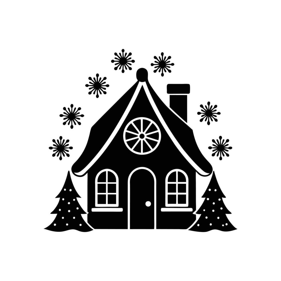 Holiday Christmas House Silhouette - Clean Illustration for Stock Platforms vector