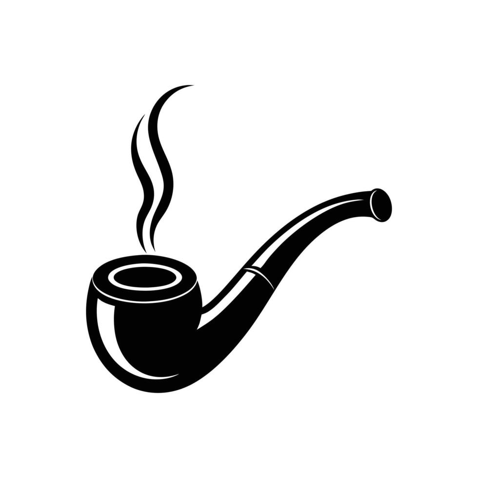 Smoking Pipe Silhouette Icon Isolated on White Background Illustration vector