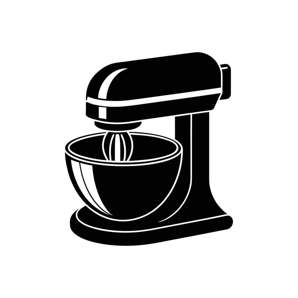 Minimal Electric Mixer Side View - Editable Silhouette Illustration vector
