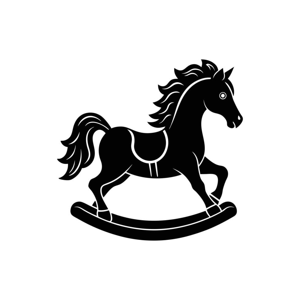 Classic Wooden Rocking Horse Icon Silhouette Illustration vector