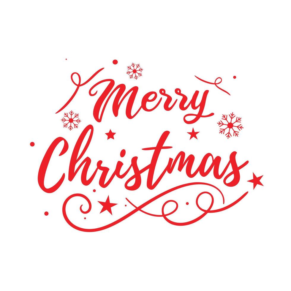 merry christmas lettering design with snowflakes and stars vector
