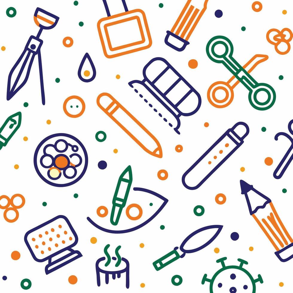 art supplies and tools in a seamless pattern vector