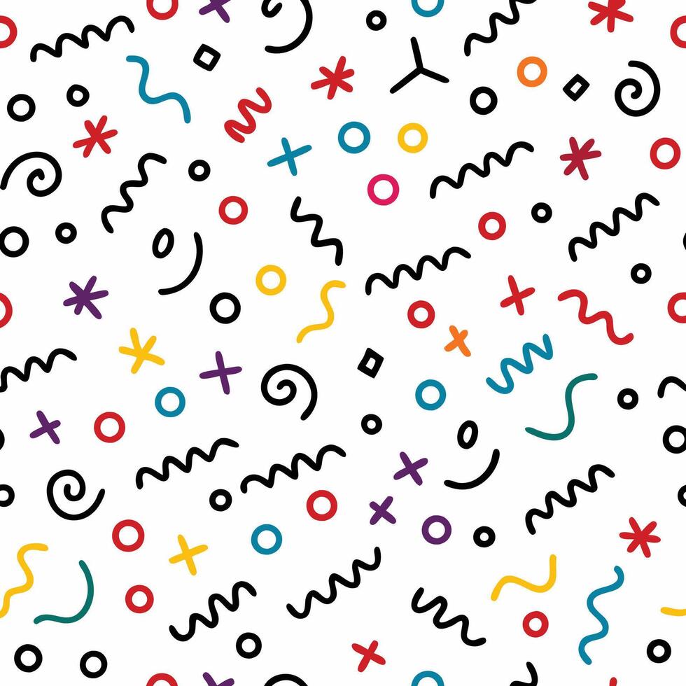seamless pattern with colorful shapes and lines vector