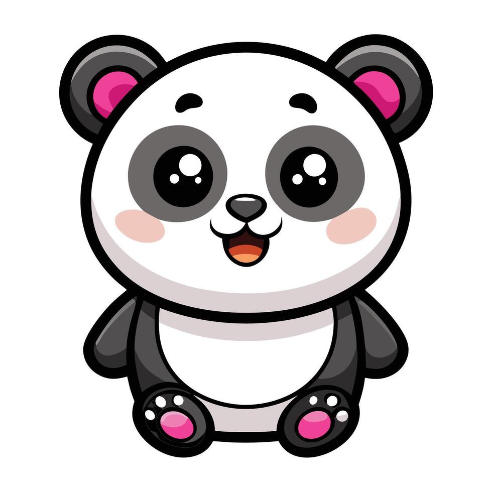 a cartoon panda bear with pink eyes and pink nose vector