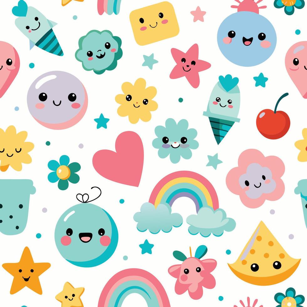 cute kawaii seamless pattern vector