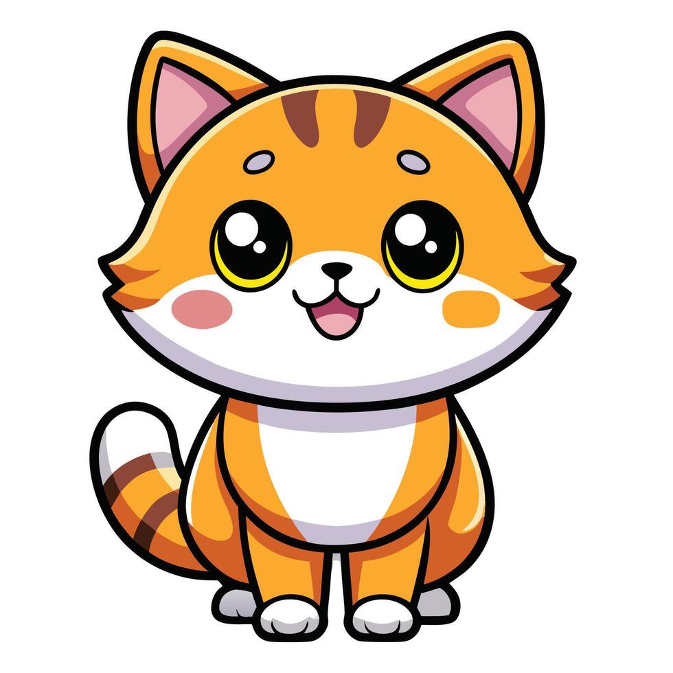 a cartoon cat with big eyes and a white background vector