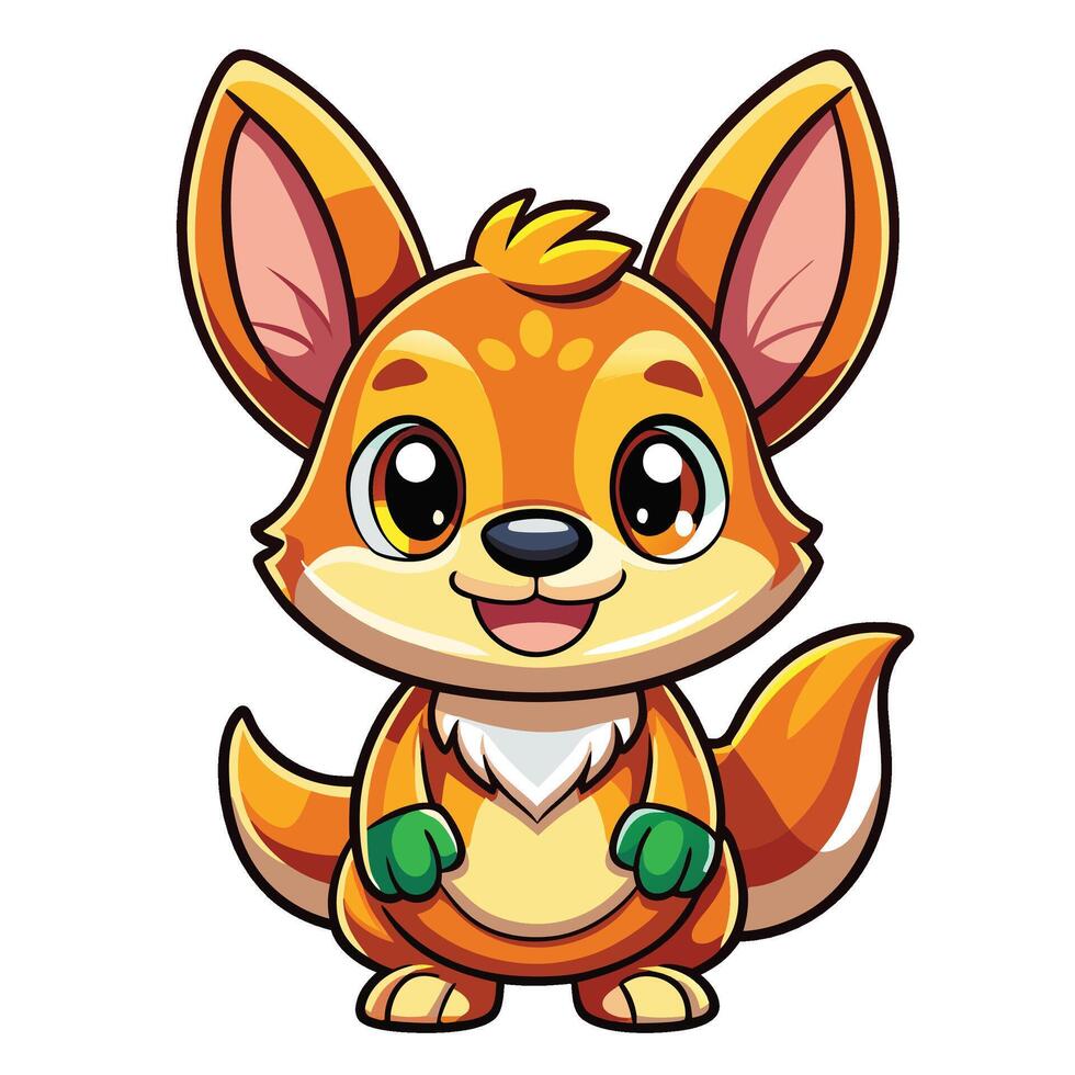 a cartoon fox with big eyes and ears vector
