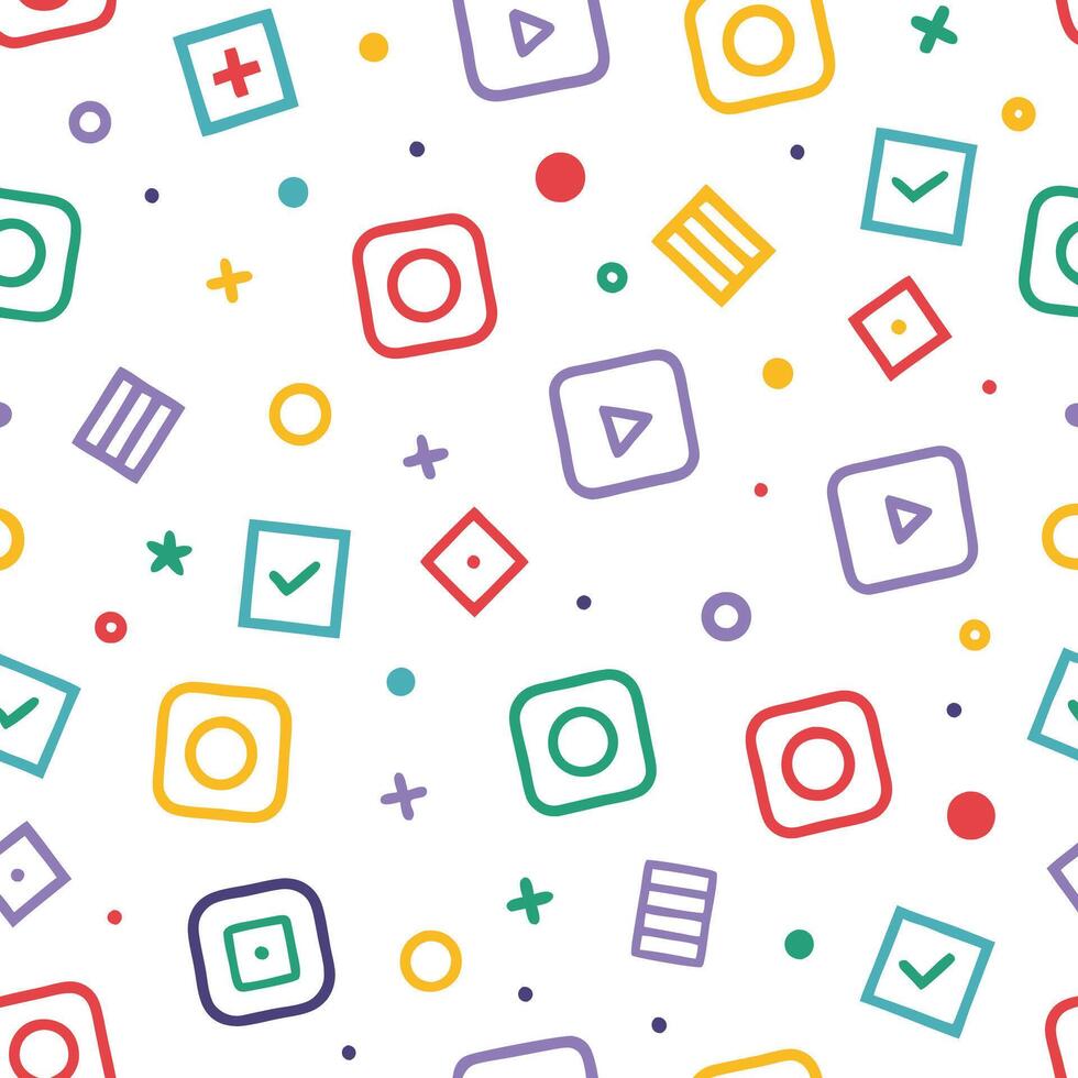 a colorful pattern with squares and circles vector