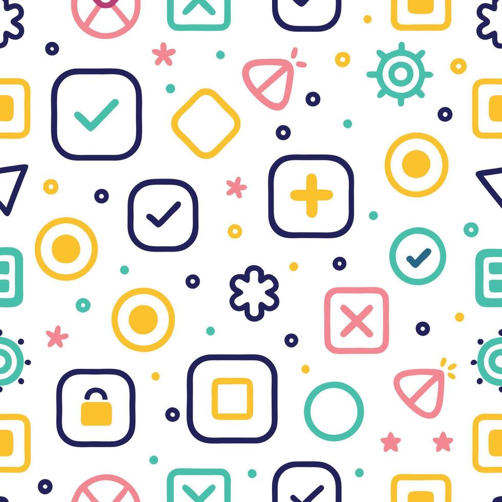 a colorful pattern with icons and symbols vector
