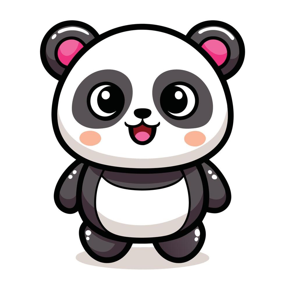 a cartoon panda bear with a big smile vector