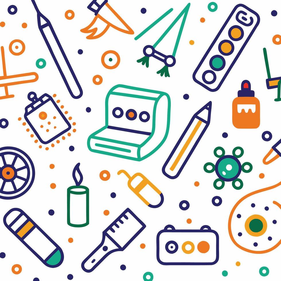 a colorful set of objects that are used to make art vector
