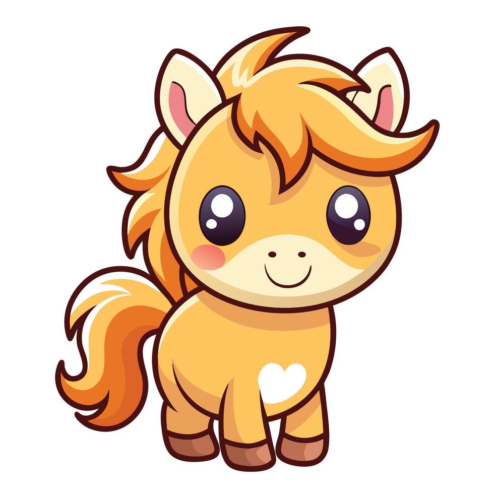 a cartoon horse with a big heart on its head vector
