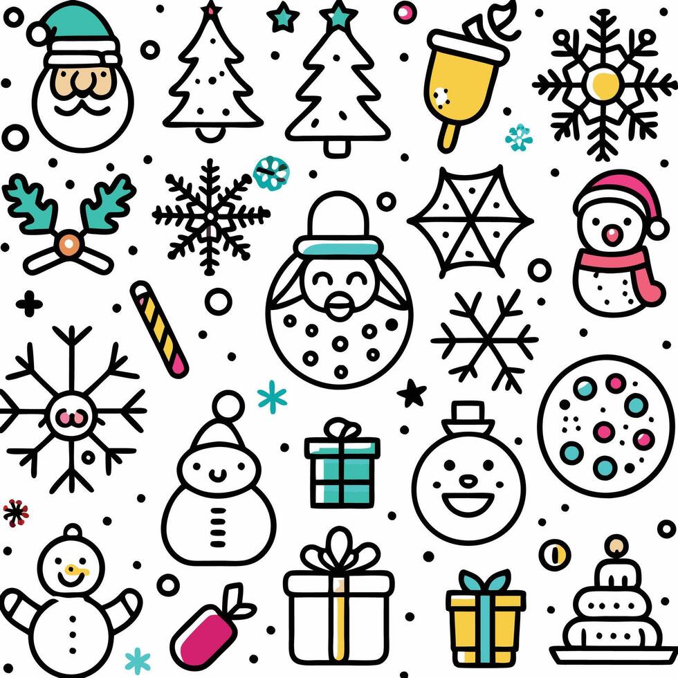 christmas icons set in a line style vector
