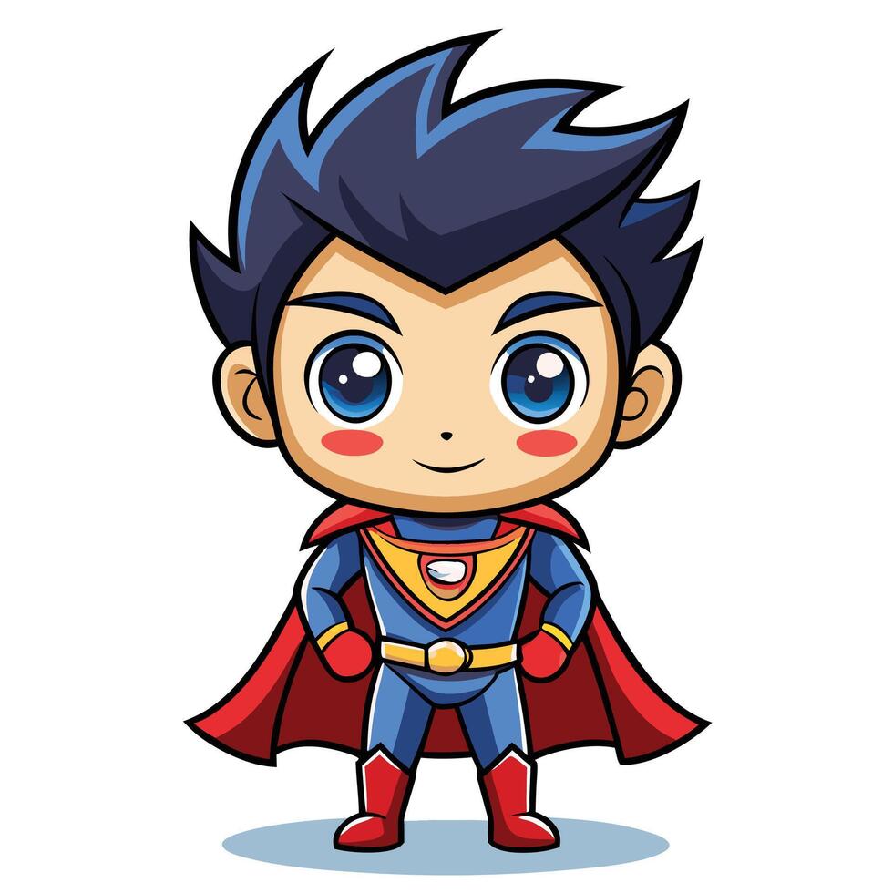 superhero boy in cartoon style vector