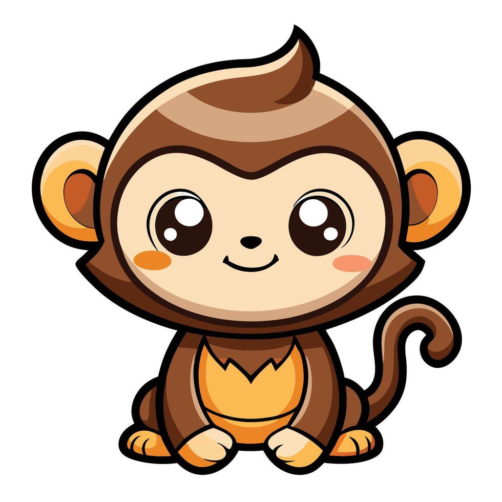 a cartoon monkey sitting down with big eyes vector