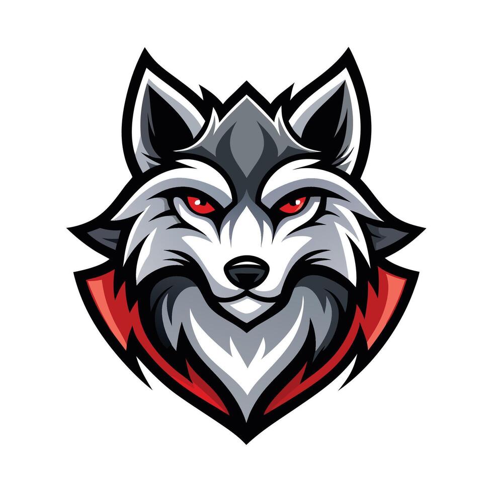 the wolf mascot head with red eyes vector