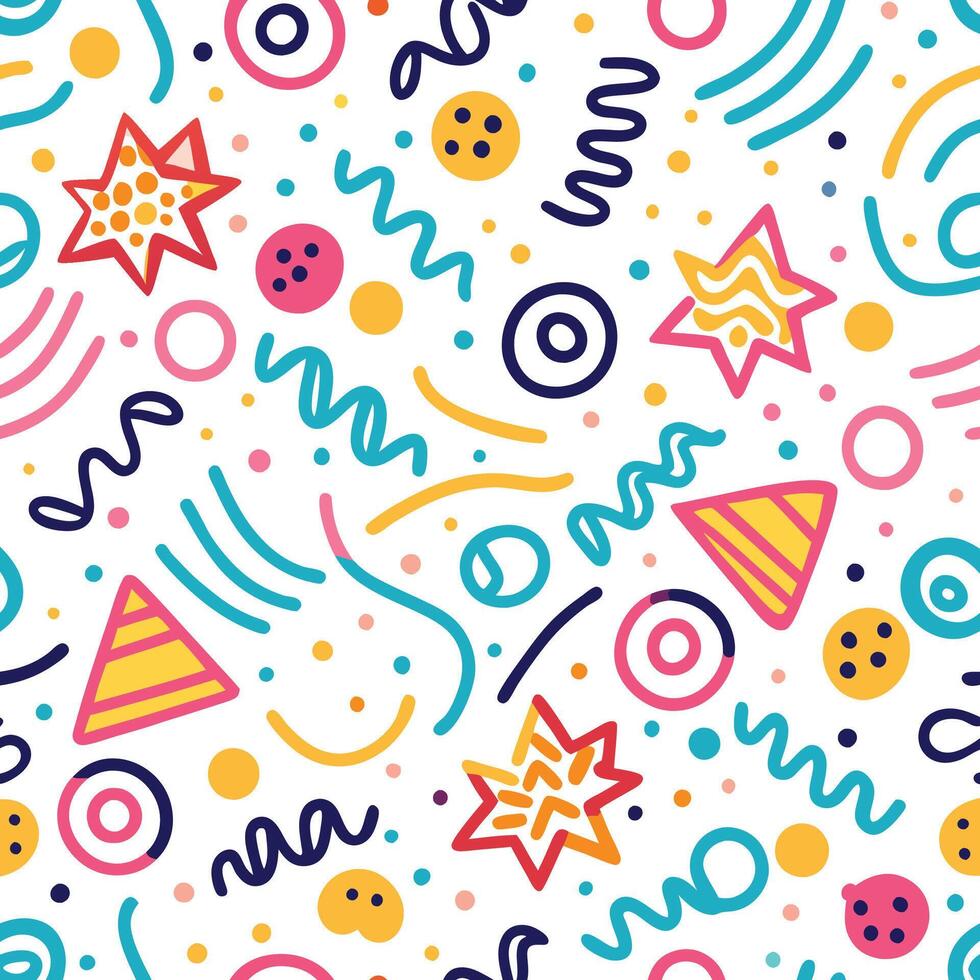 seamless pattern with colorful shapes and lines vector