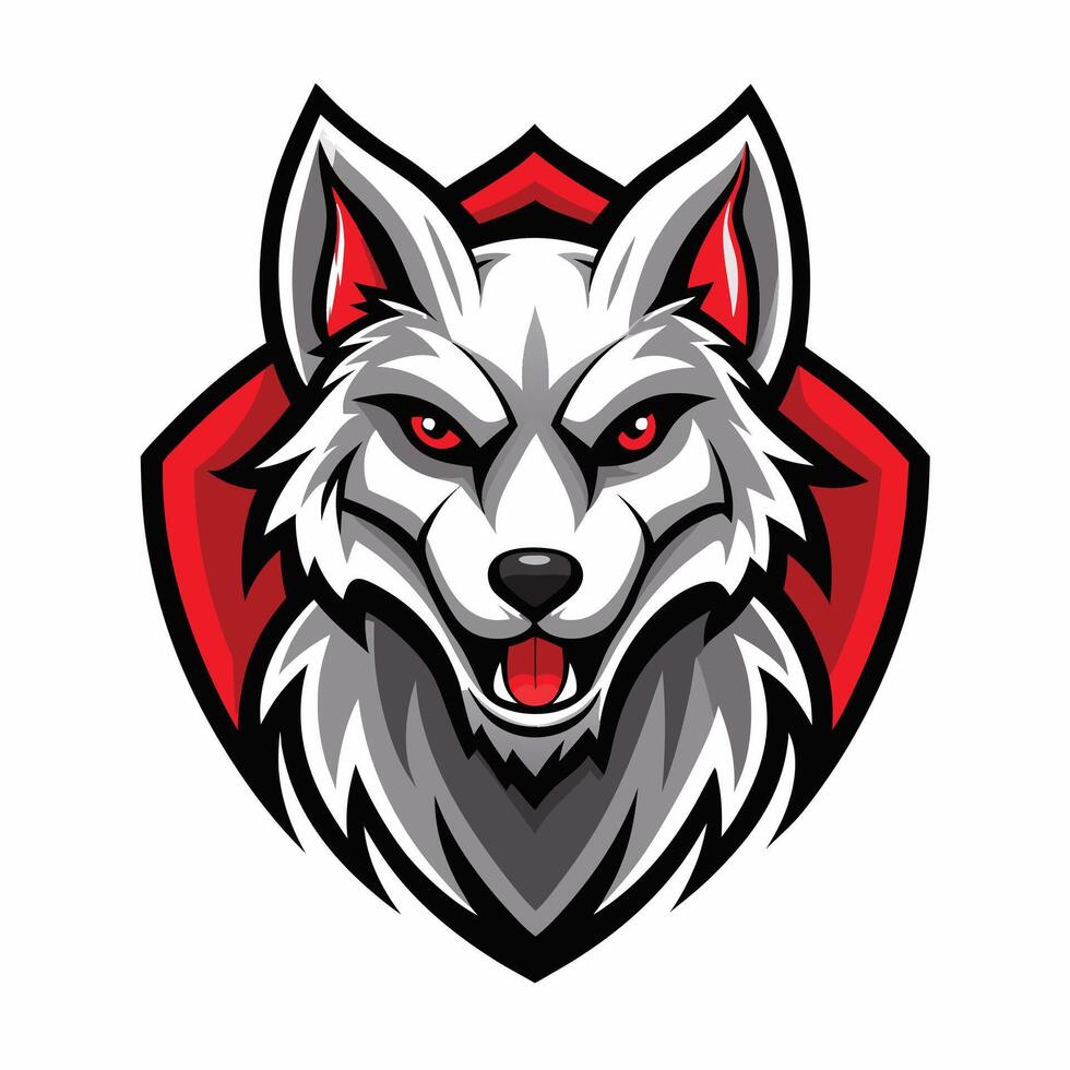 the wolf mascot head is shown in the middle of the shield vector