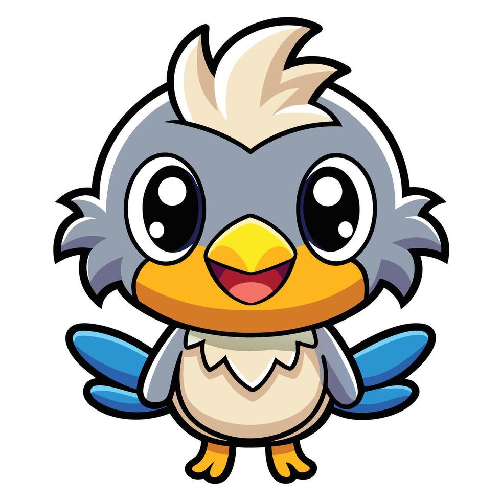a cartoon bird with big eyes and a big beak vector