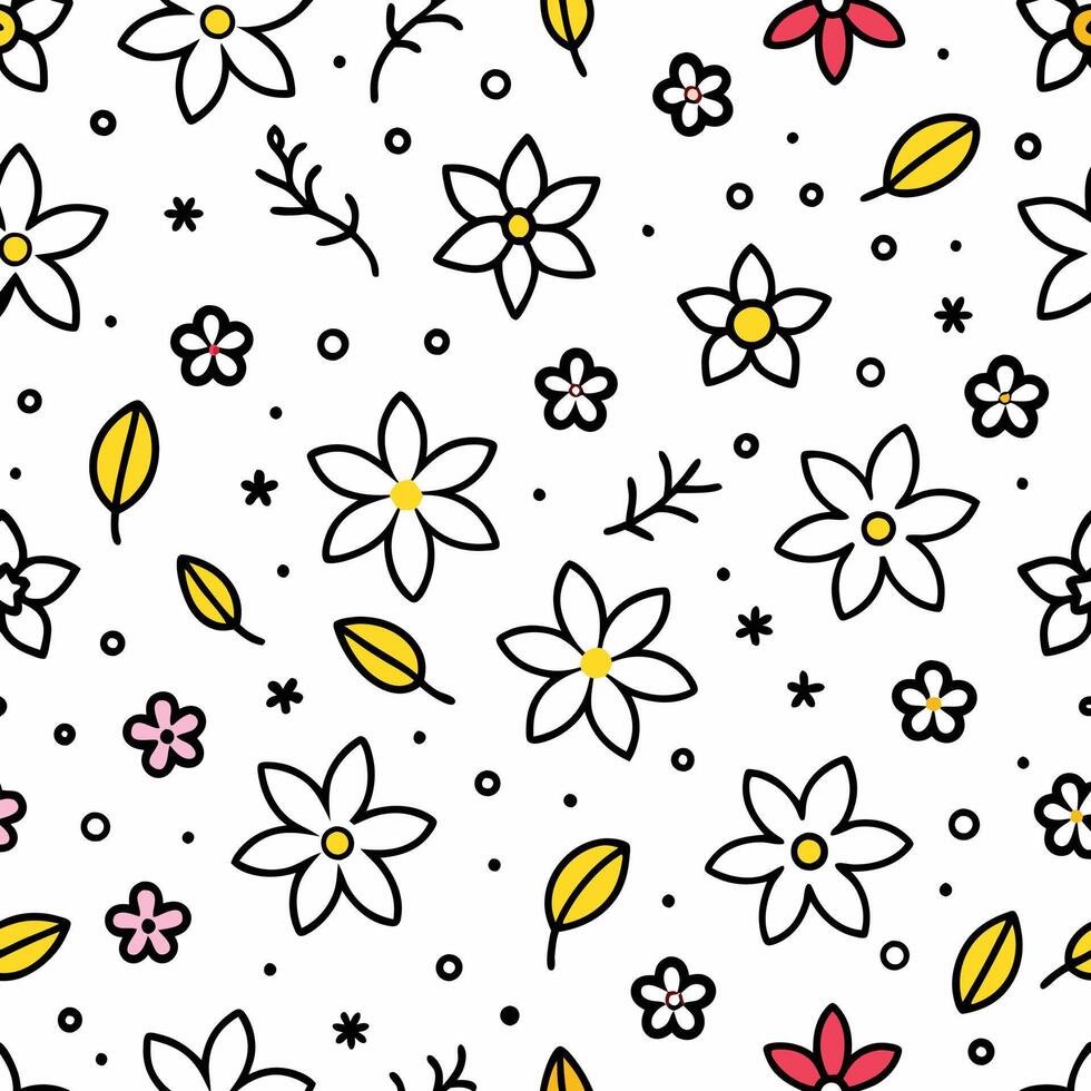 a seamless pattern with flowers and leaves vector