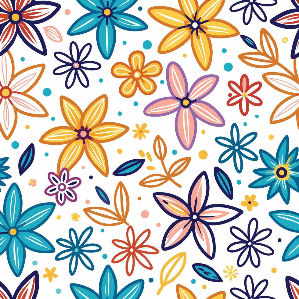 floral seamless pattern with colorful flowers vector