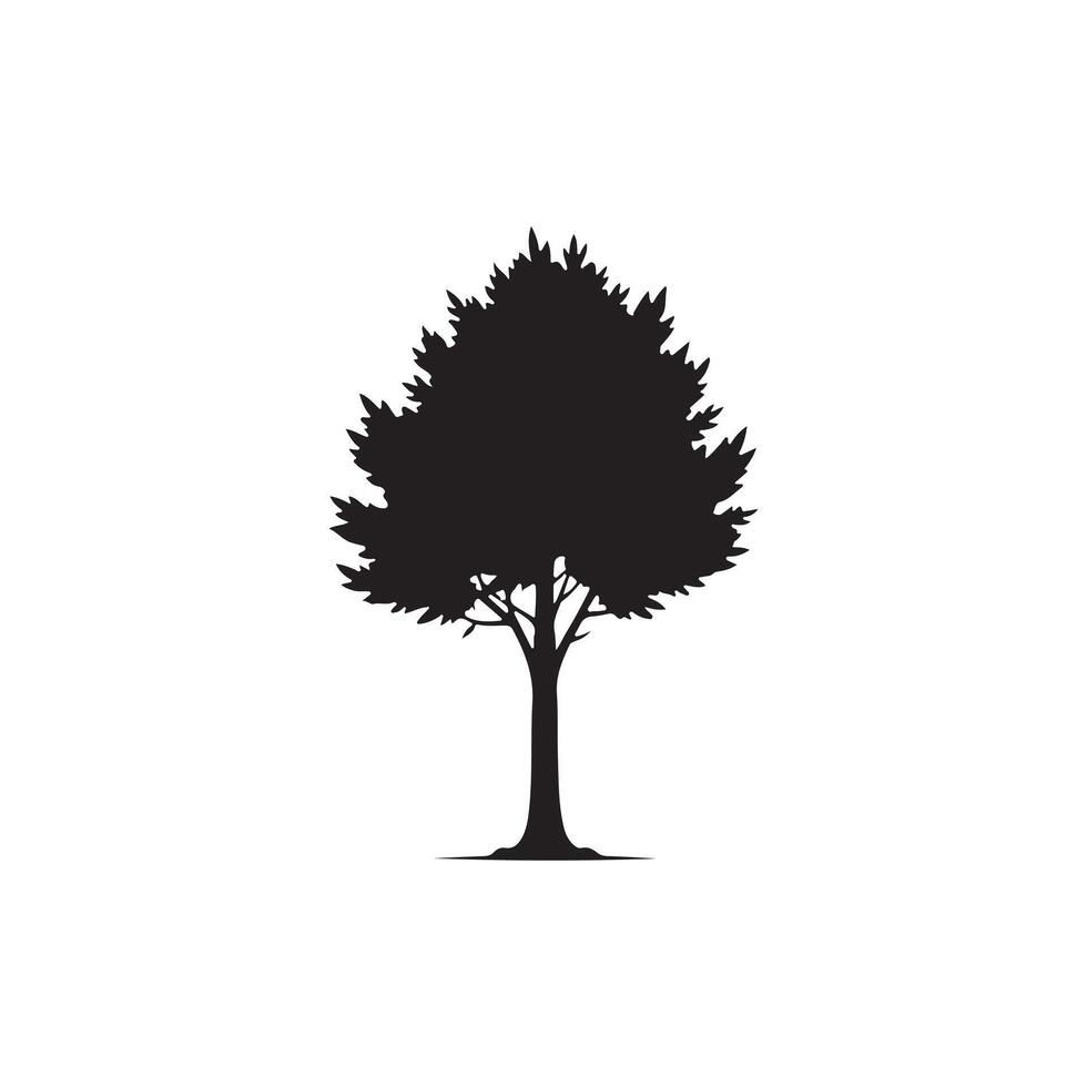 Simple Tree silhouette Style white background vector