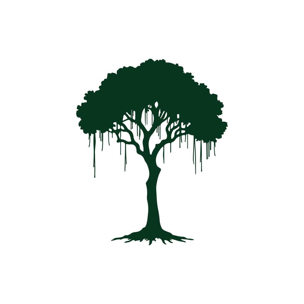 Simple Tree silhouette Style with white background template vector