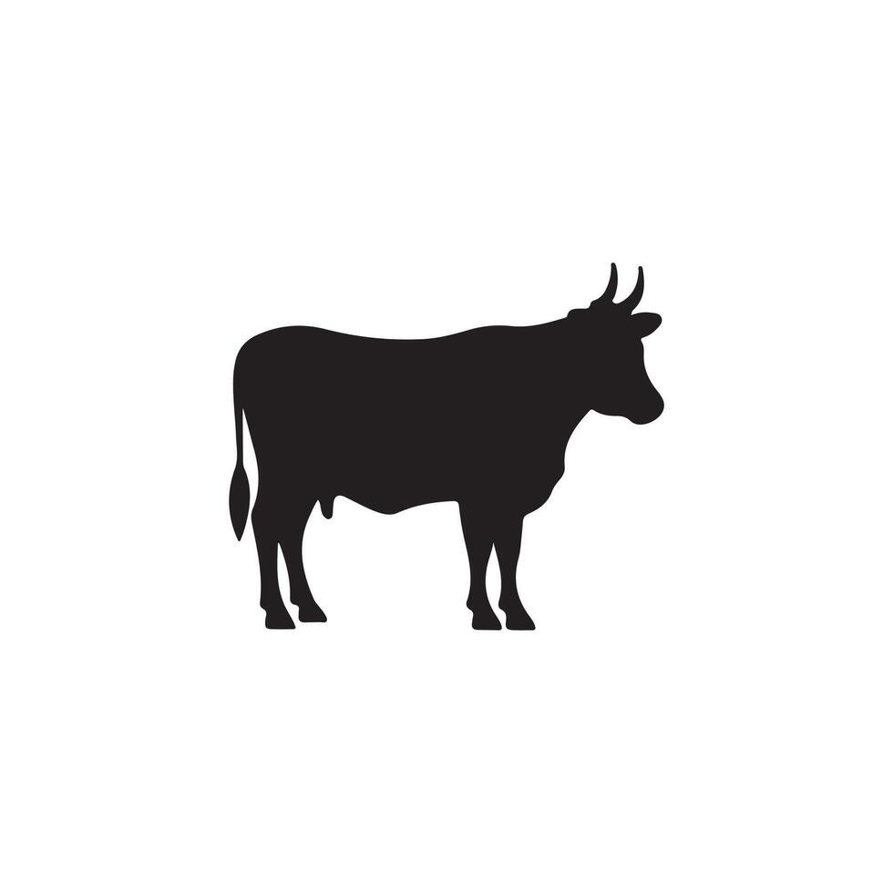 Simple Cow silhouette Style white background vector