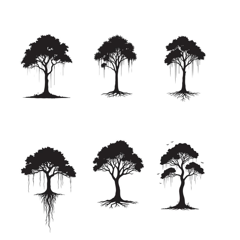 Simple Tree silhouette Style with white background vector