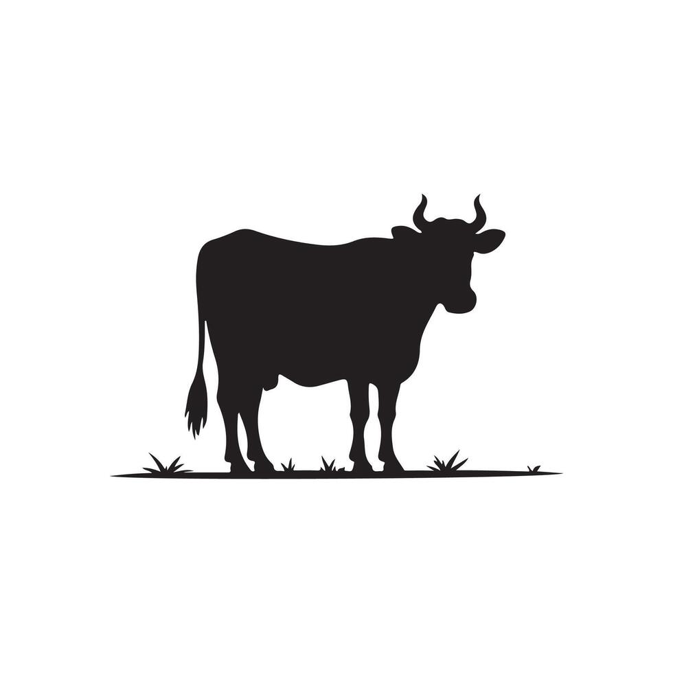 Cow silhouette Style with white background vector