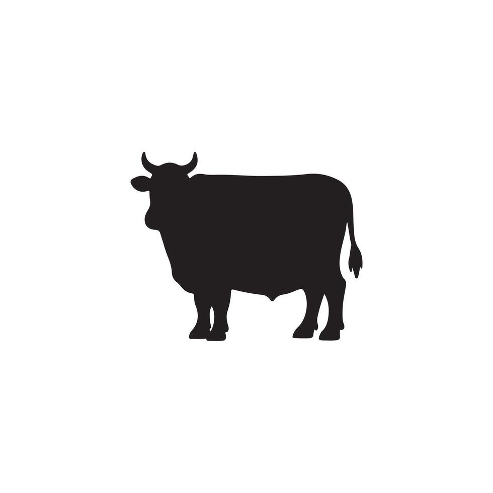 Simple Cow silhouette Style with white background template vector