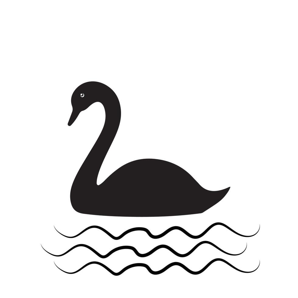Creative simple Swan silhouette Style with white vector