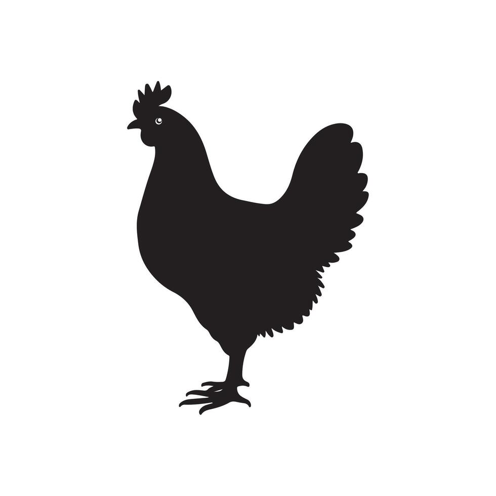 Hen silhouette Style with white background design vector