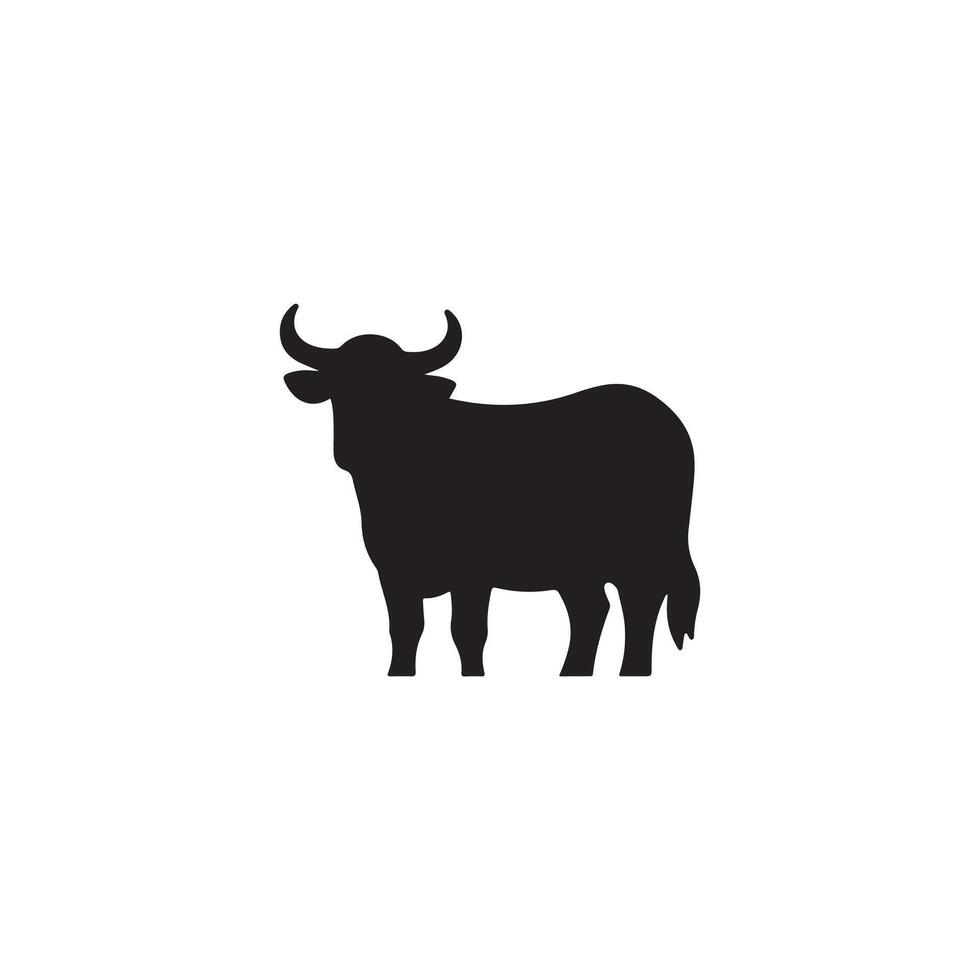 Simple Cow silhouette Style with white background vector