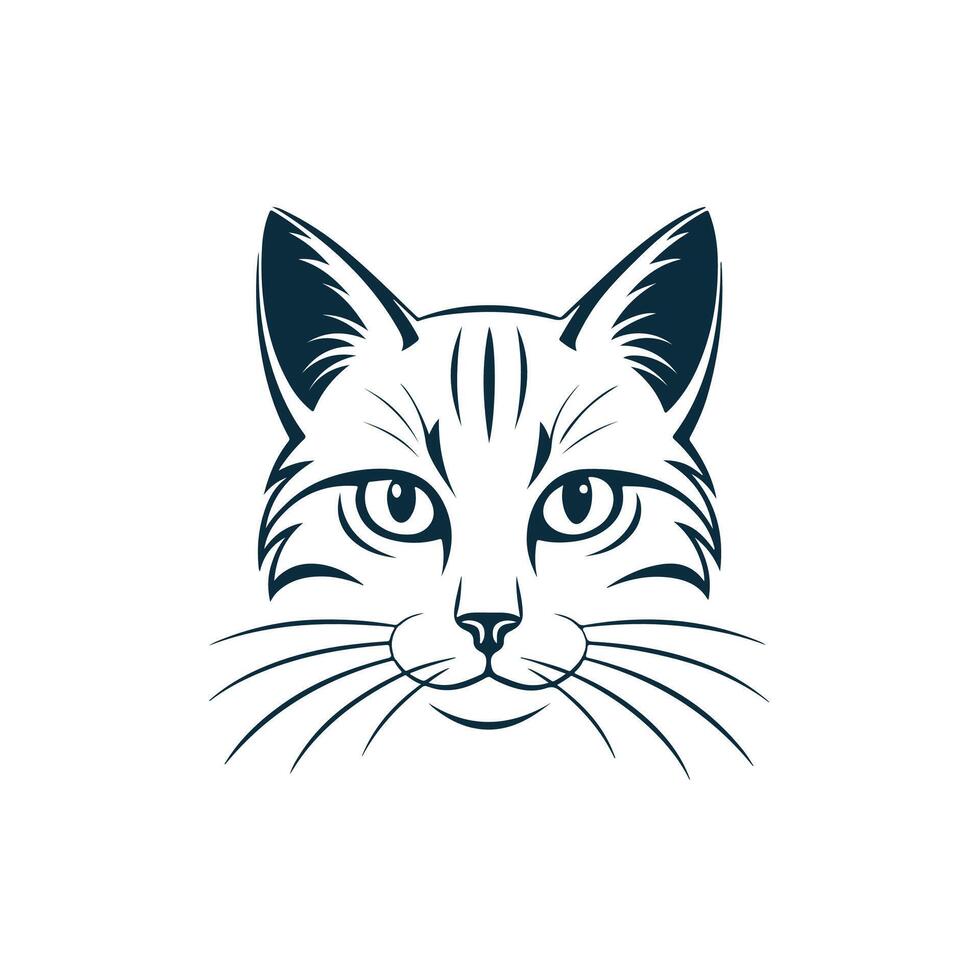 Simple Cat face silhouette with white background vector