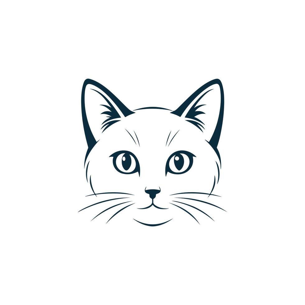 Creative Simple Cat face silhouette design vector