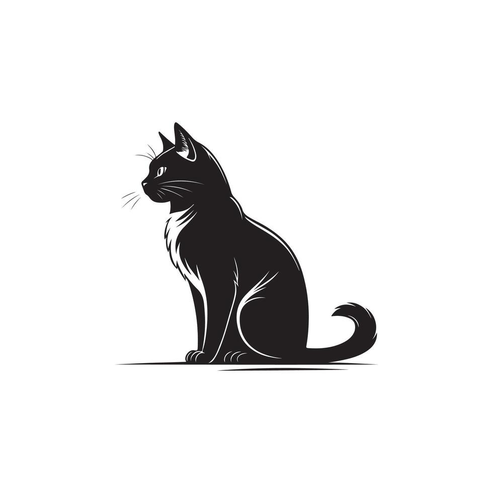Creative Simple Cat silhouette Style with white background template vector