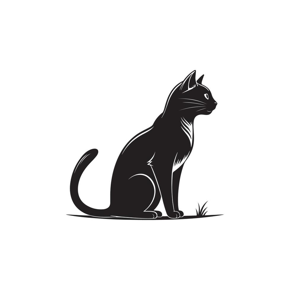 Simple Cat silhouette Style with white background template vector