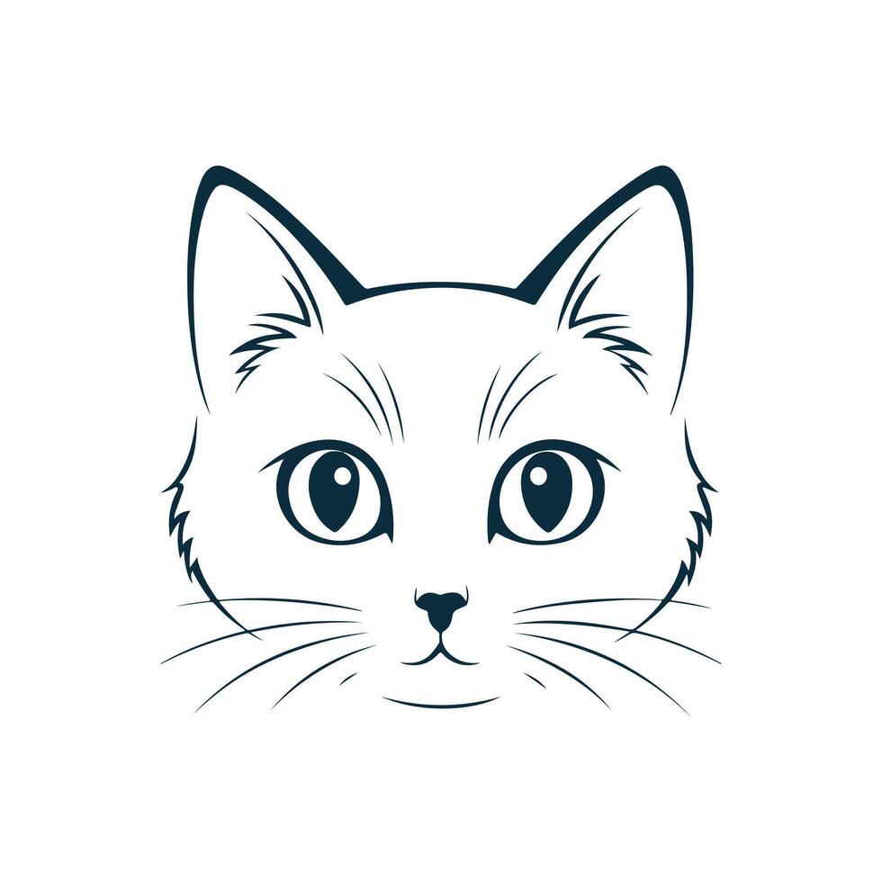 Simple Cat face silhouette Style design vector