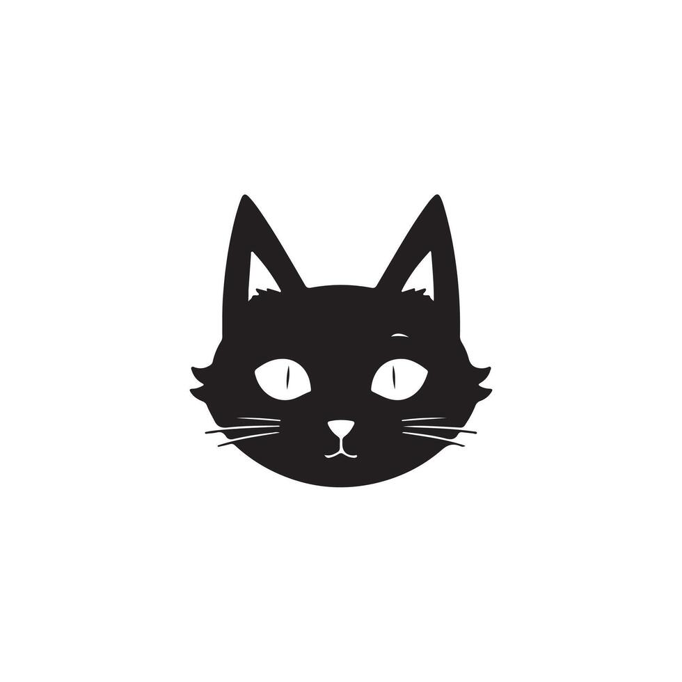 Simple Cat face silhouette Style with white background design vector